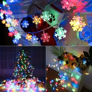 LED Snowflake String Light para festa de jardim, interior e exterior, iluminação decorativa suspensa, fada atmosfera lâmpada, Natal, 1pc 12 principais vendas luminaria parede corda - №4