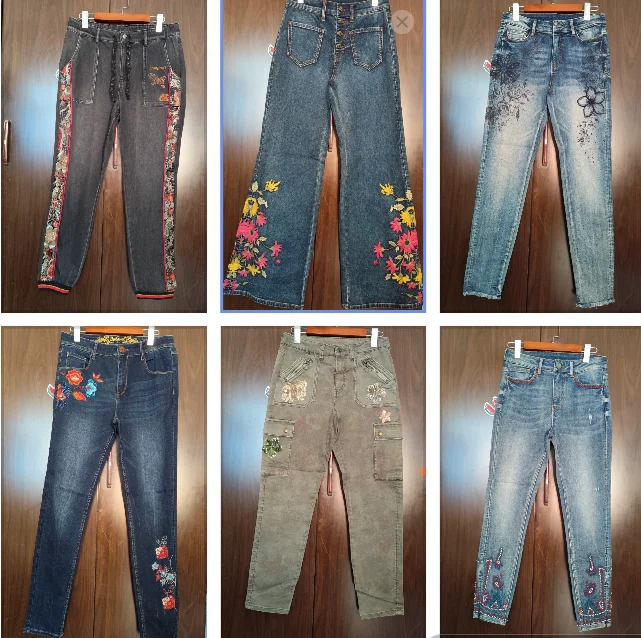 

Foreign trade original single Spanish made old embroidered stretch slim jeans