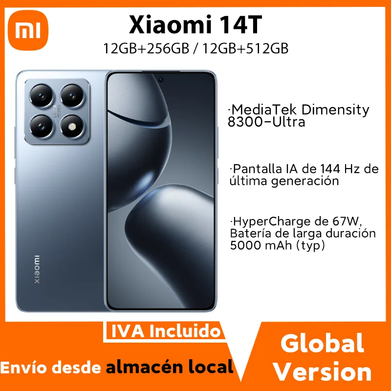 Global Version Xiaomi 14T 5G 256GB 512GB MTK Dimensity 8300-Ultra 144Hz AMOLED Display 50MP Leica Camera 67W HyperCharge 5000mAh