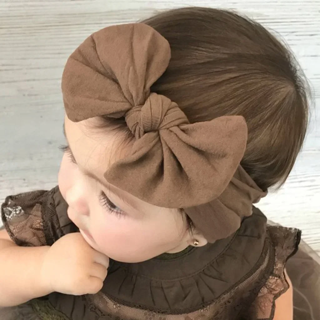 Big Bowknot Baby Headbands for Girls Solid Color Elastic Newborn Infant Hair Band Turban Baby Girls Hair Accessories