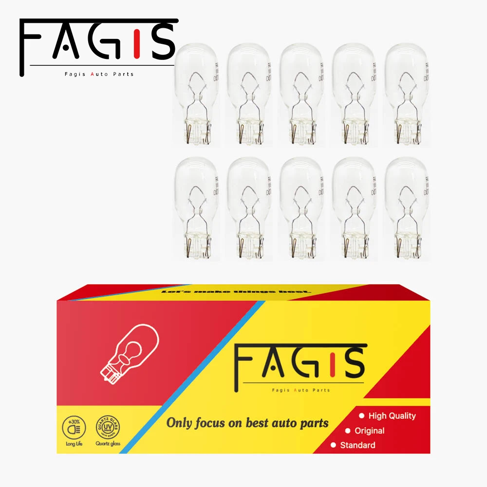 Fagis-luz blanca cálida para Interior de coche, bombillas halógenas para instrumentos, 10 piezas, W16W, T15, 12V, 16W