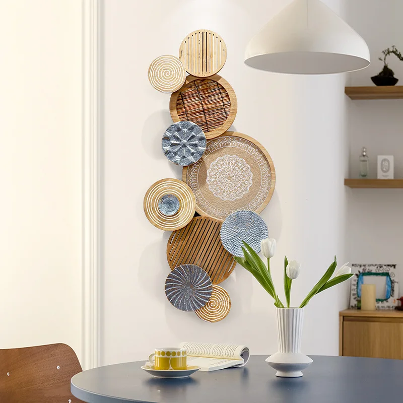 Japanese-style wabi-sabi wind living room sofa background wall decoration dining room wall pendant