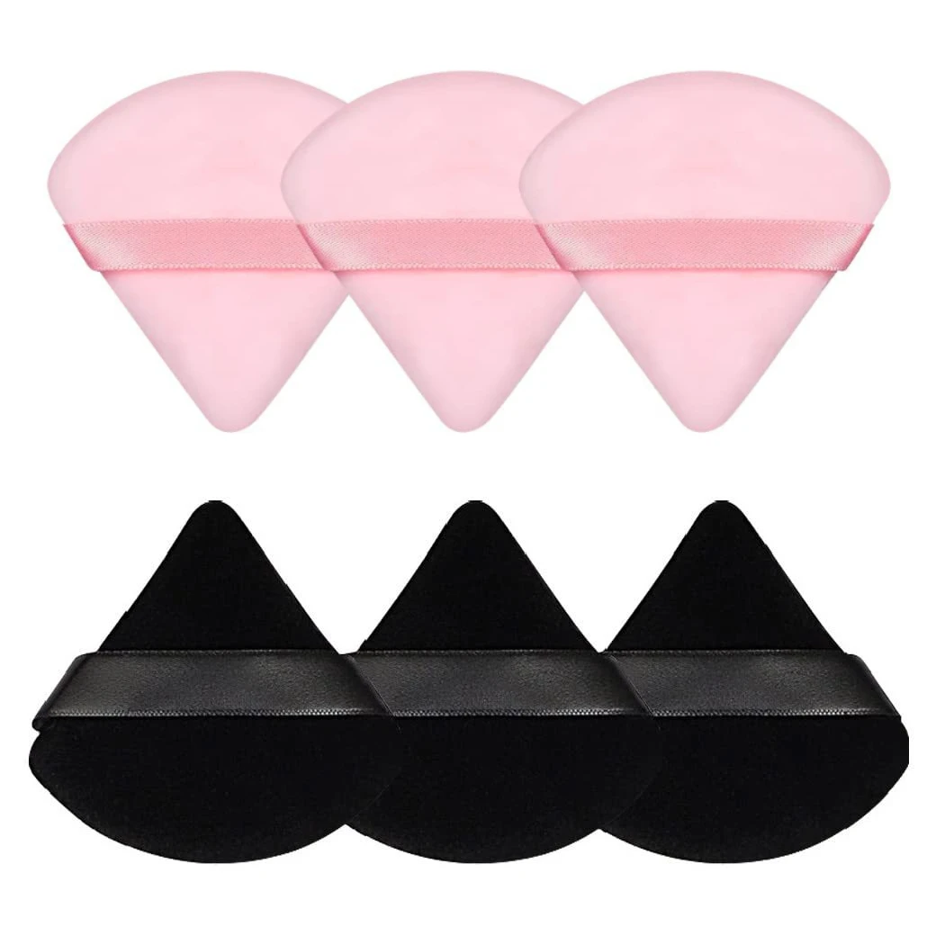 Bouffée de poudre de velours triangle, mini éponge de maquillage pour le visage, coton doux, bouffée de poudre pour le visage, lavable, léger, cosmétiques, 1,2 pièces