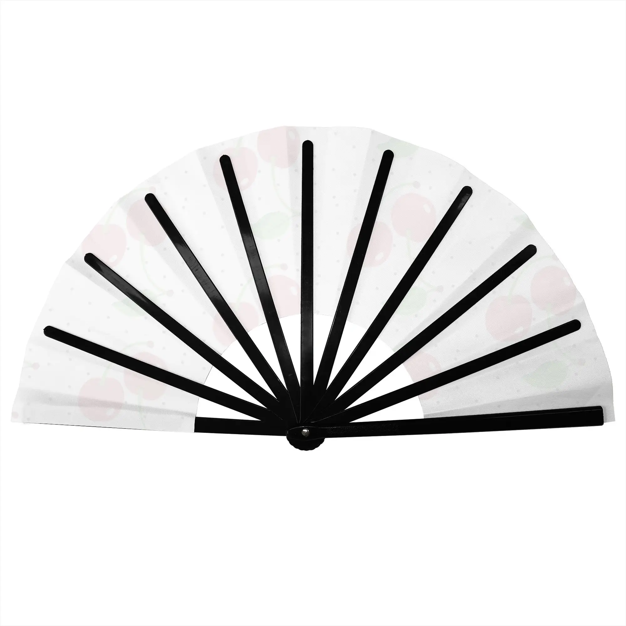 Glossy Red Cherries on Dotted White Hand Fan Promotional Gift Party  Durable Folding Fans Unique Bulk Pack Fan