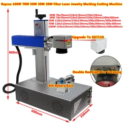 Raycus 100W 70W 50W 30 w20w maszyna do cięcia znakowanie laserowe metali włókna biżuteria srebrna frez do grawerowania z oś obrotowa soczewką SG7110