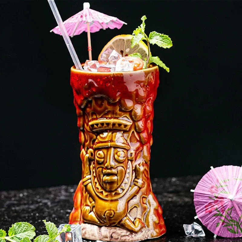 Tiki القدح كأس النبيذ إكسسوارات ديكور منزلي التماثيل عيد الميلاد الديكور كوب كوكتيل السيراميك القدح ديكور المنزل هدية الهالوين