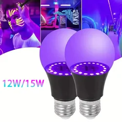 12W 15W UV Purple LED Light Bulb AC 85-265V PurpleTransparent Cover Party Ghost House Fluorescent Atmosphere Decoration Light