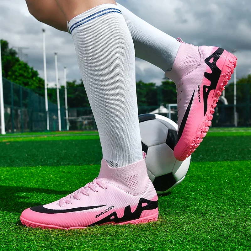 Tênis de futsal masculino profissional marca original rosa bota de futebol unisex indoor turf sapatos de futebol formadores botas futbol