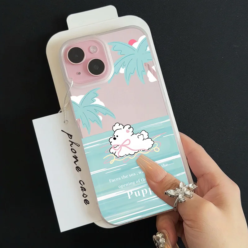 Gourde Aesthetic Casing Beach Painting Clear Frosted Case for Iphone 16 15 14 12 13 11 Pro Max IP 7 8 Plus Iphon X XS XR Xs Max