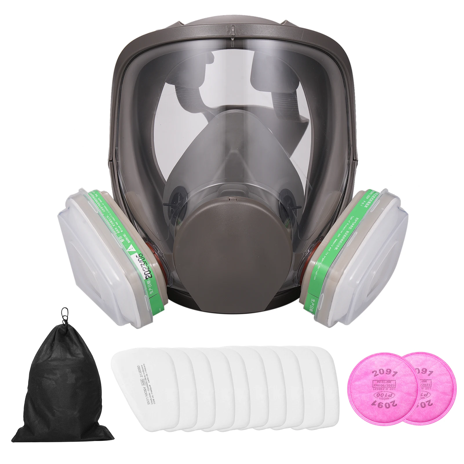 18 in 1 6800 Reusable Full Face Respirator Full Face Cover Gas Cover Respirator Wide Field of View for Painting Machine Welding