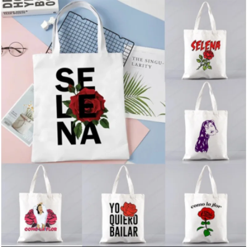 

Selena Quintanilla сумка для покупок оригинальный дизайн белые унисекс модные дорожные холщовые сумки цветочное украшение дома подарок другу