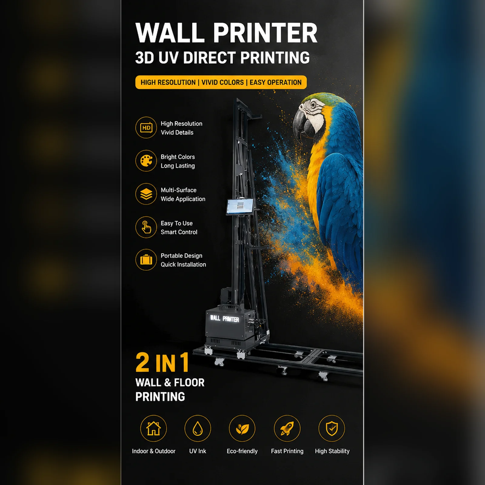 MaxWave Wall Printer 5 7-Color CMYK+White+Varnish Digital Wall Printing Machine 4M Max Height