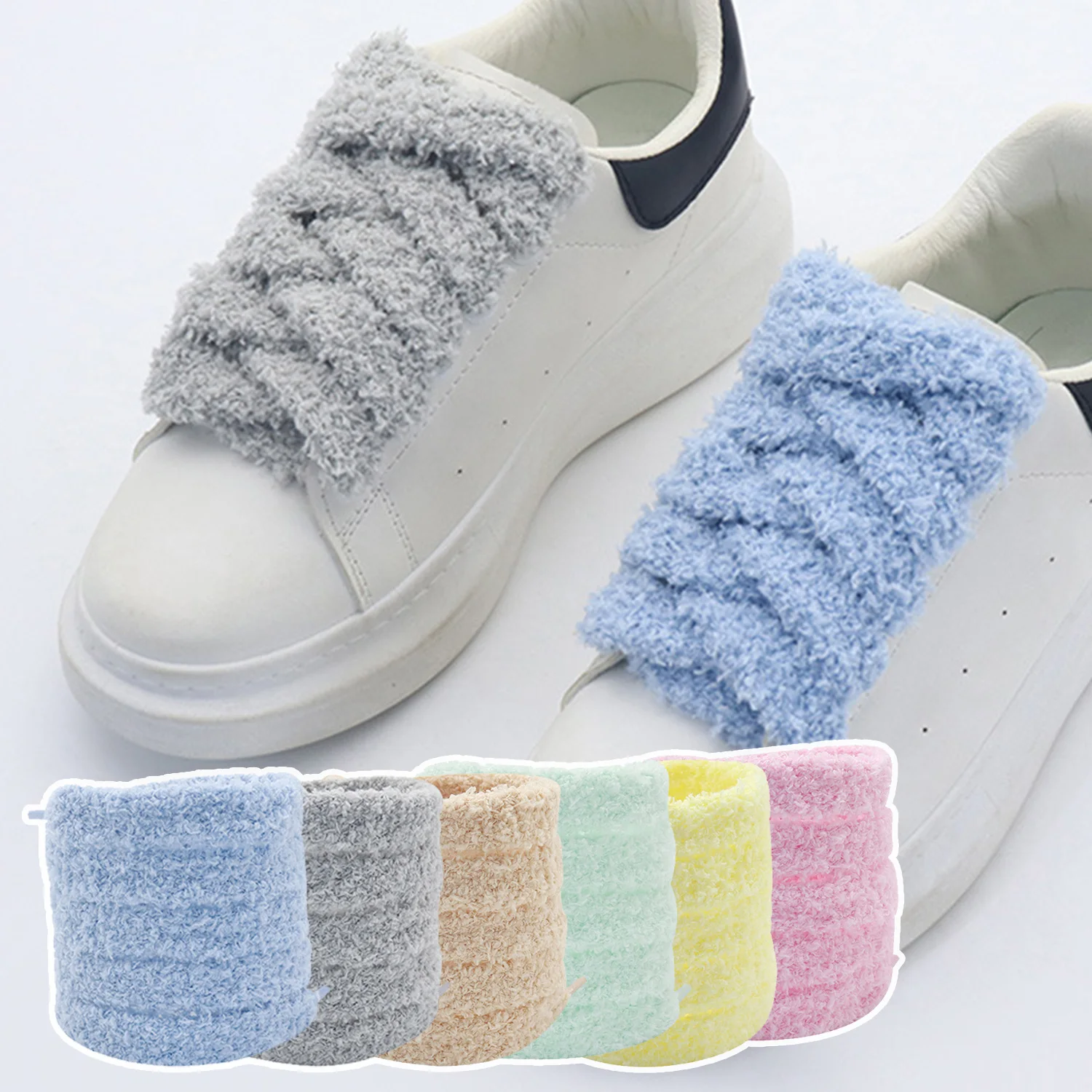 1.5cm Wide Flat Plush Towel Shoelaces 10 Colors Delicate Suede Casual Sneaker Laces for Women Charm Shoes Laces