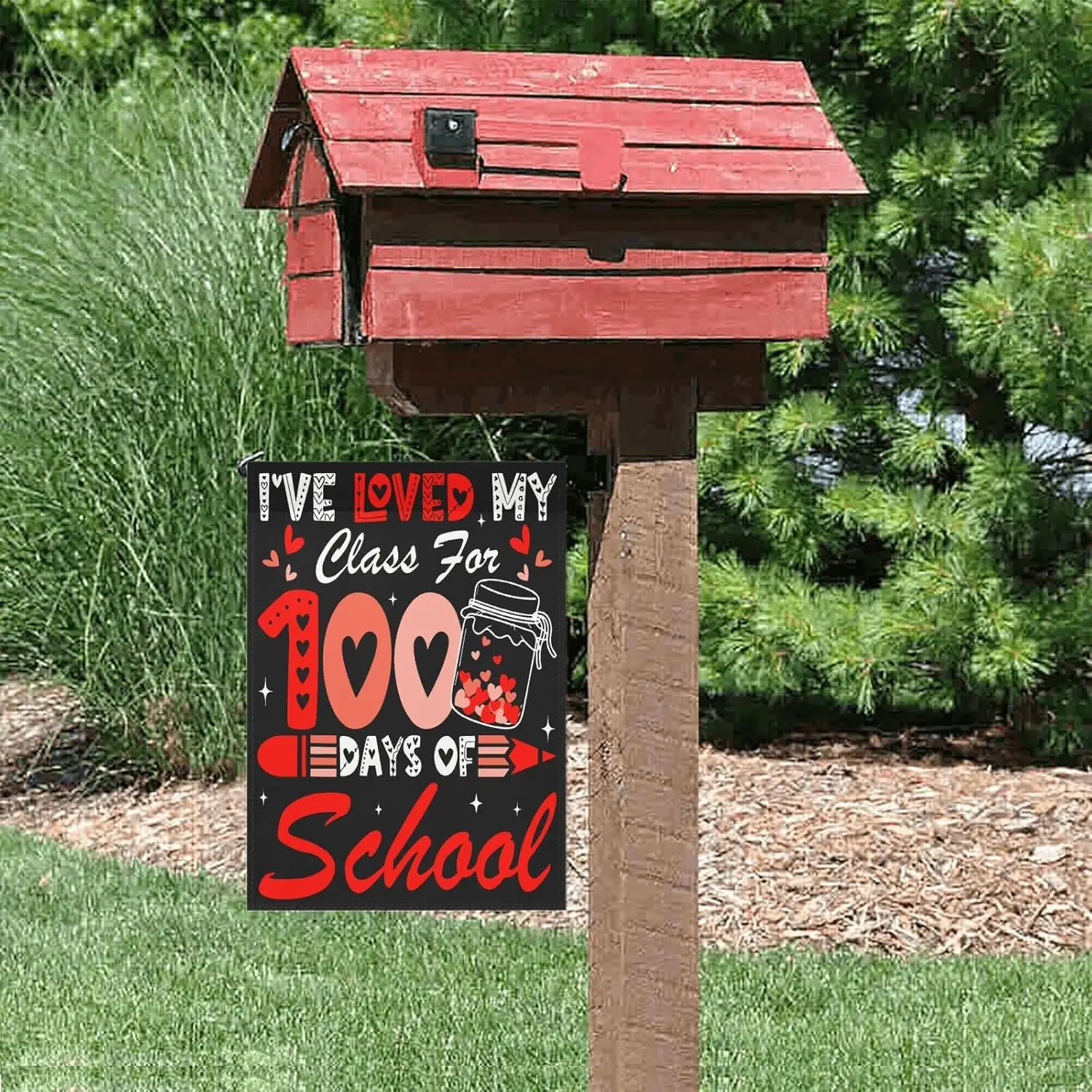 I've Loved My Class For 100 Of School Valentines Day Garden Flags 12x18 Double Sided Funny Yard Decor for Fall HHJ LLG