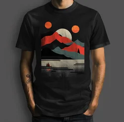 Mountain & Lake Scenery Tee for Outdoor Lovers for Men T-Shirt Men Women Vintage Clothes Graphic T Shirts Men Clothing