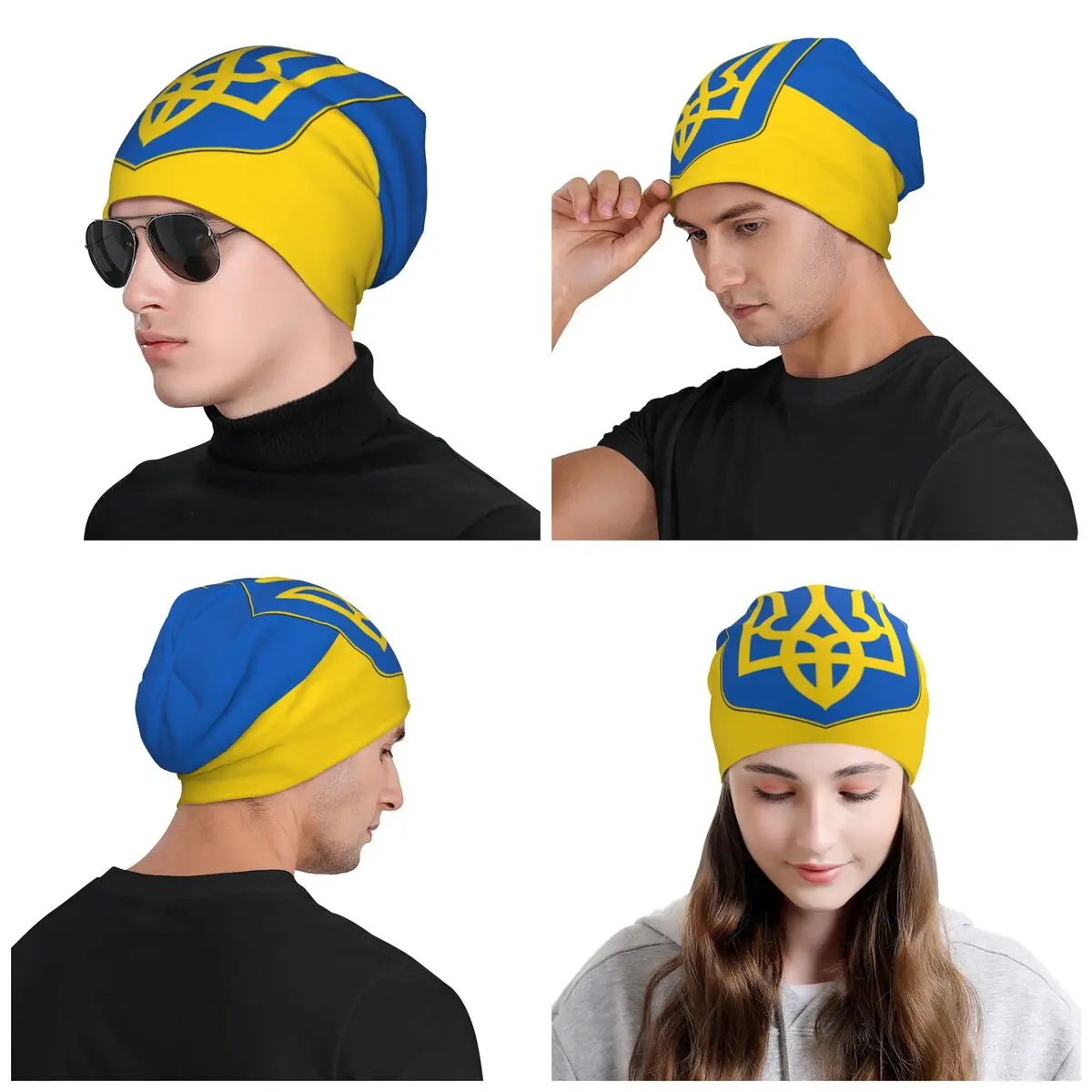 Custom Flag Of Ukraine Skullies Beanies Caps Hip Hop Winter Warm Men Women Knitting Hat Unisex Adult Patriotic Bonnet Hats