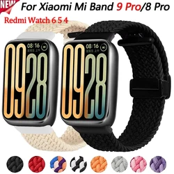 Nylon Strap for Xiaomi Mi Band 9 Pro/Mi Band 8 Pro Breathable Braided Bracelet for Redmi Watch 6/5/4 Sport Watchband Accessories