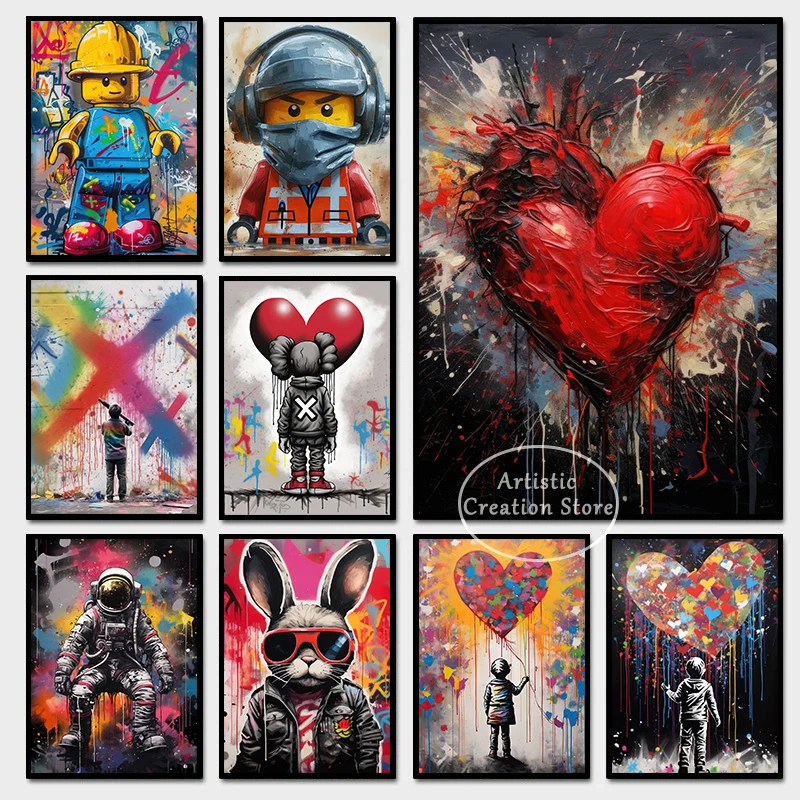 Colorful Graffiti Artist R-Roblox Hipster Rabbit Street Poster Wall Art Canvas Painting Prints Modern Living Room Home Decor