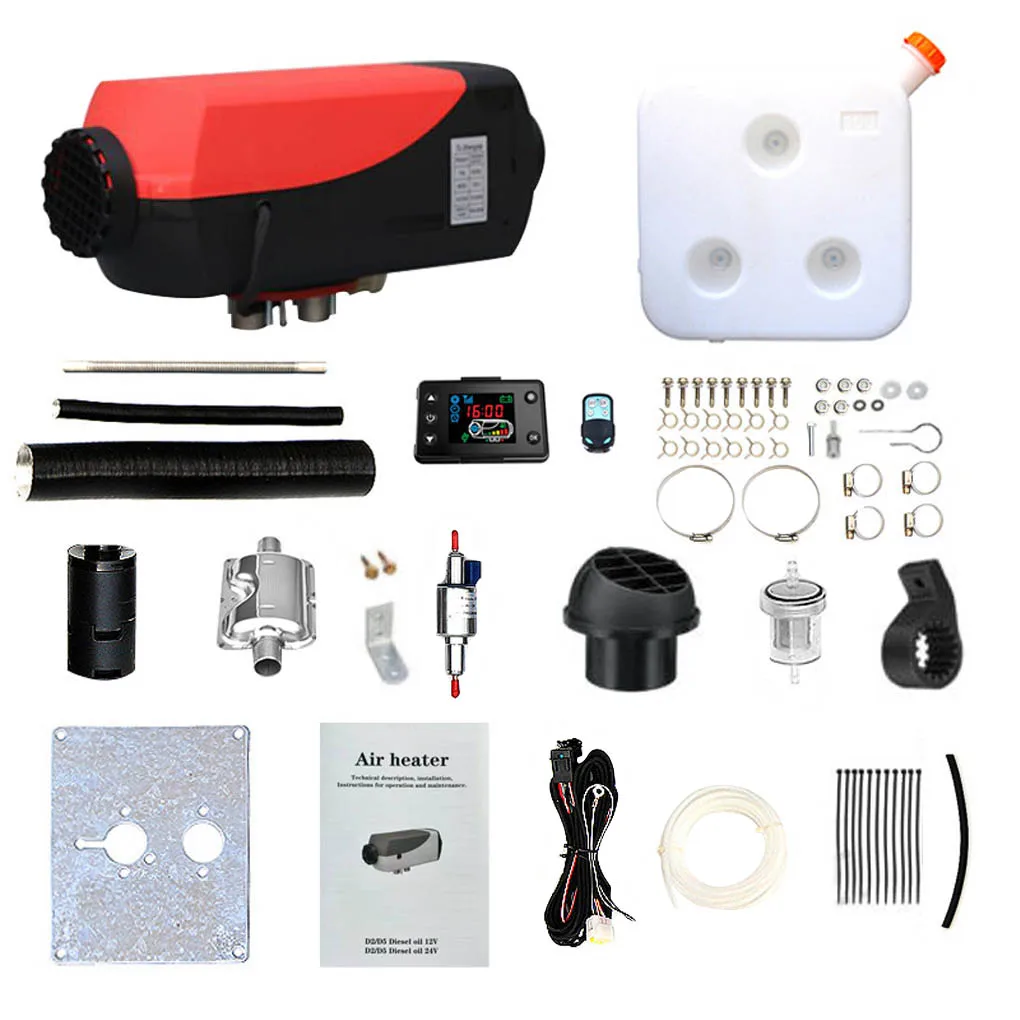 

Diesel Air Heater Car Truck Bus 24V 5KW LCD Display Remote Control Window Defrosting Parking Heater, Red, Black
