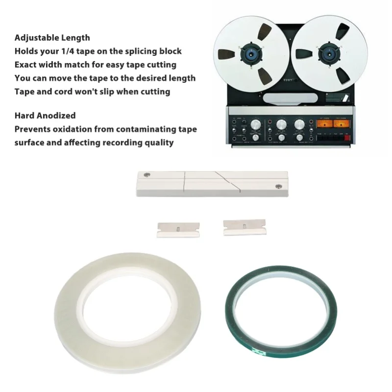 1/4 10 Inch Splicing Block Kit Aluminum Open Reel Tape Media With Splicing Tape Leader Tape Media Blade For Revoxsonido