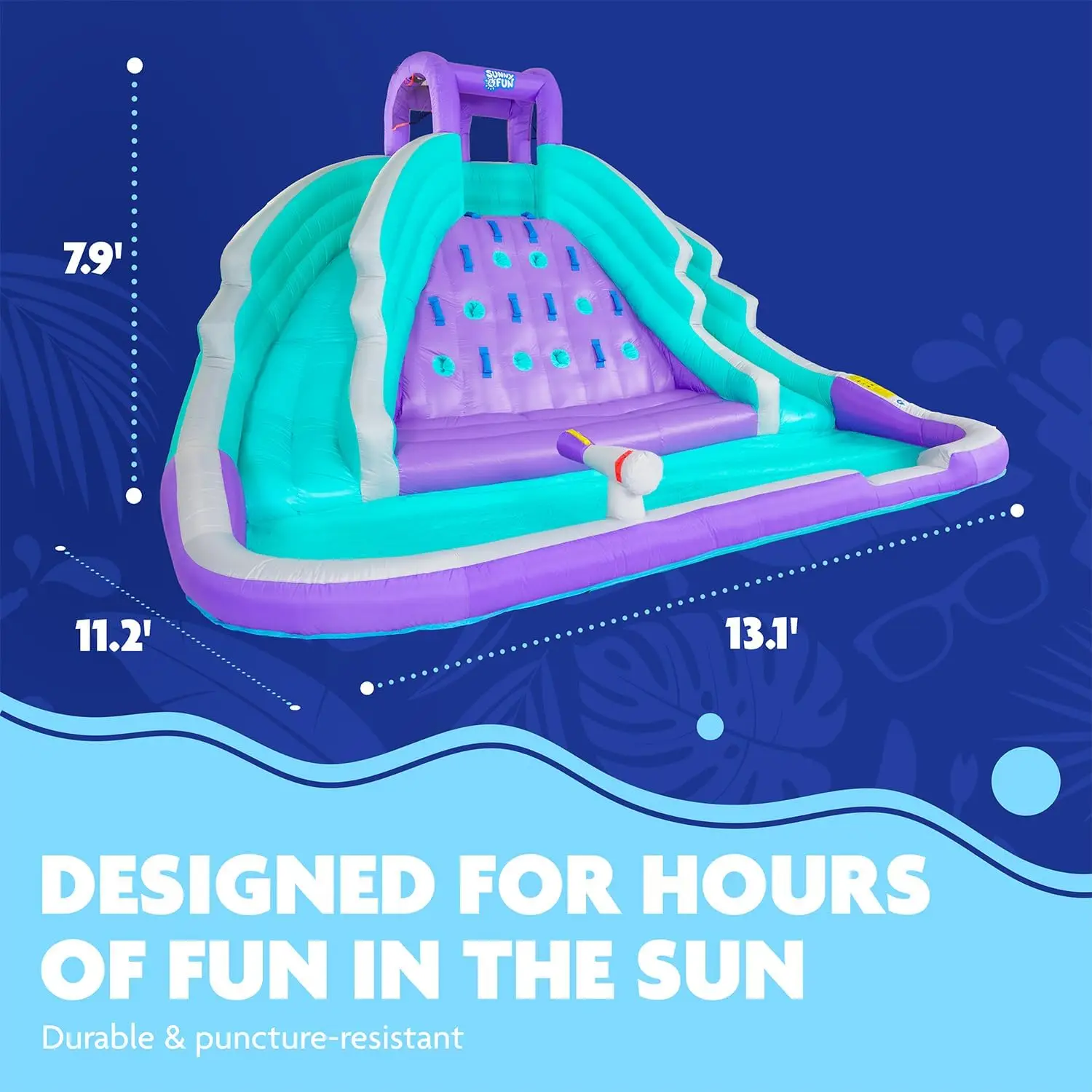 Ultra Climber opblaasbaar waterglijbaanpark – heavy-duty voor buitenplezier - klimmuur, twee glijbanen en splashpool – eenvoudig in te stellen U