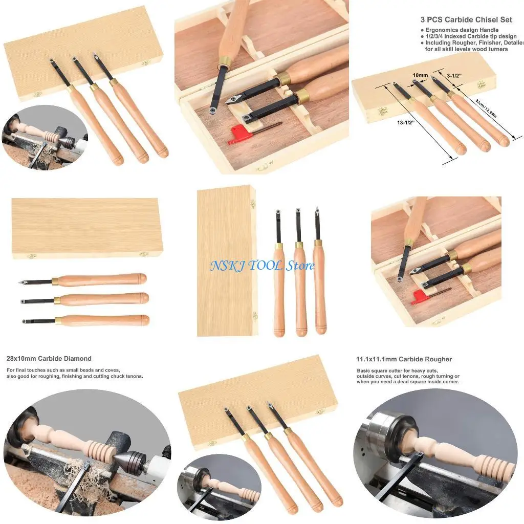 

L8RC Tool Carbides Woodturning Tool Woodworking Detailing Tool for Quick Work 28x10mm Diamond 1.11x 1.11cm Rougher
