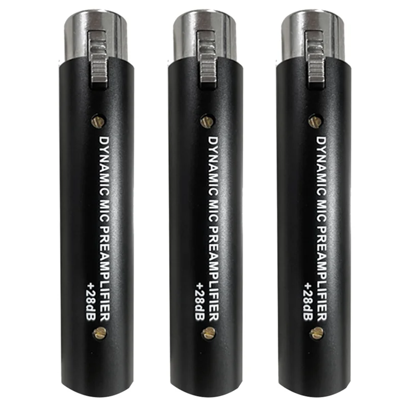 3X Microphone Preamplifier For DM1 Dynamic 28DB Gain Mic Amplifier For Dynamic And Passive Ribbon Microphones-A74Z