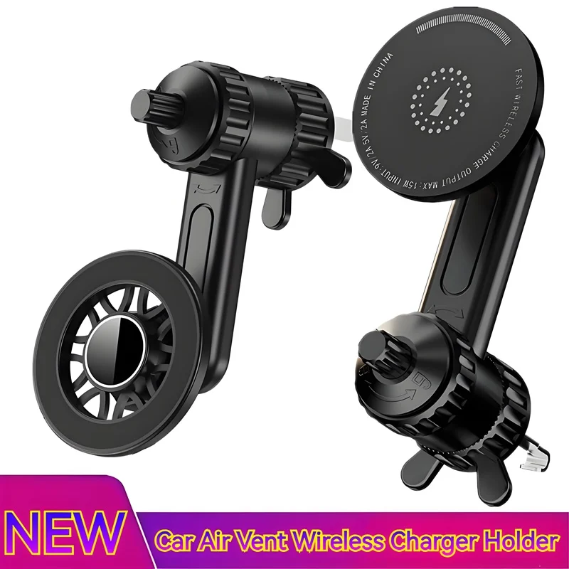 

Super Strong Magnetic 15W Wireless Car Charger Holder for Iphone 16 Pro 360 Degree Rotation - Compatible with All Mobile Phones