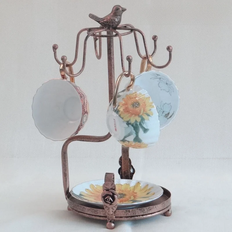 

Adorable American Country Sle Bird Coffee Cup Holder Kitchen Creative Storage Ra Space Master Desktop Iron Material