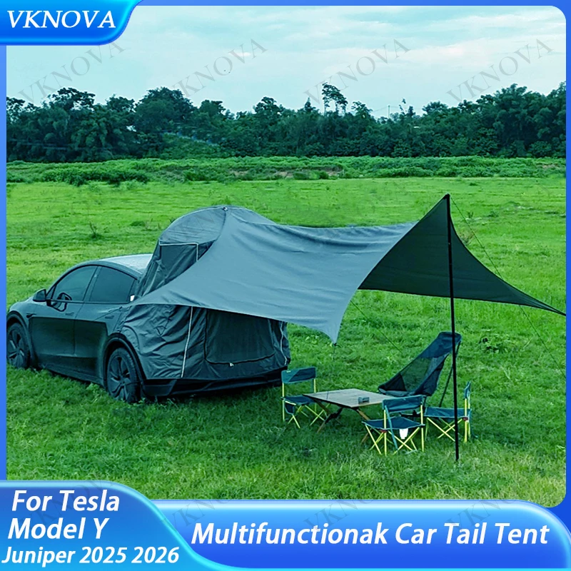 For ModelY Juniper 2026 Camping Picnic Car Rear Tent with Canopy Car Rear Extension Tent Sunshine-Proof Rain-Proof Car Rear Tent
