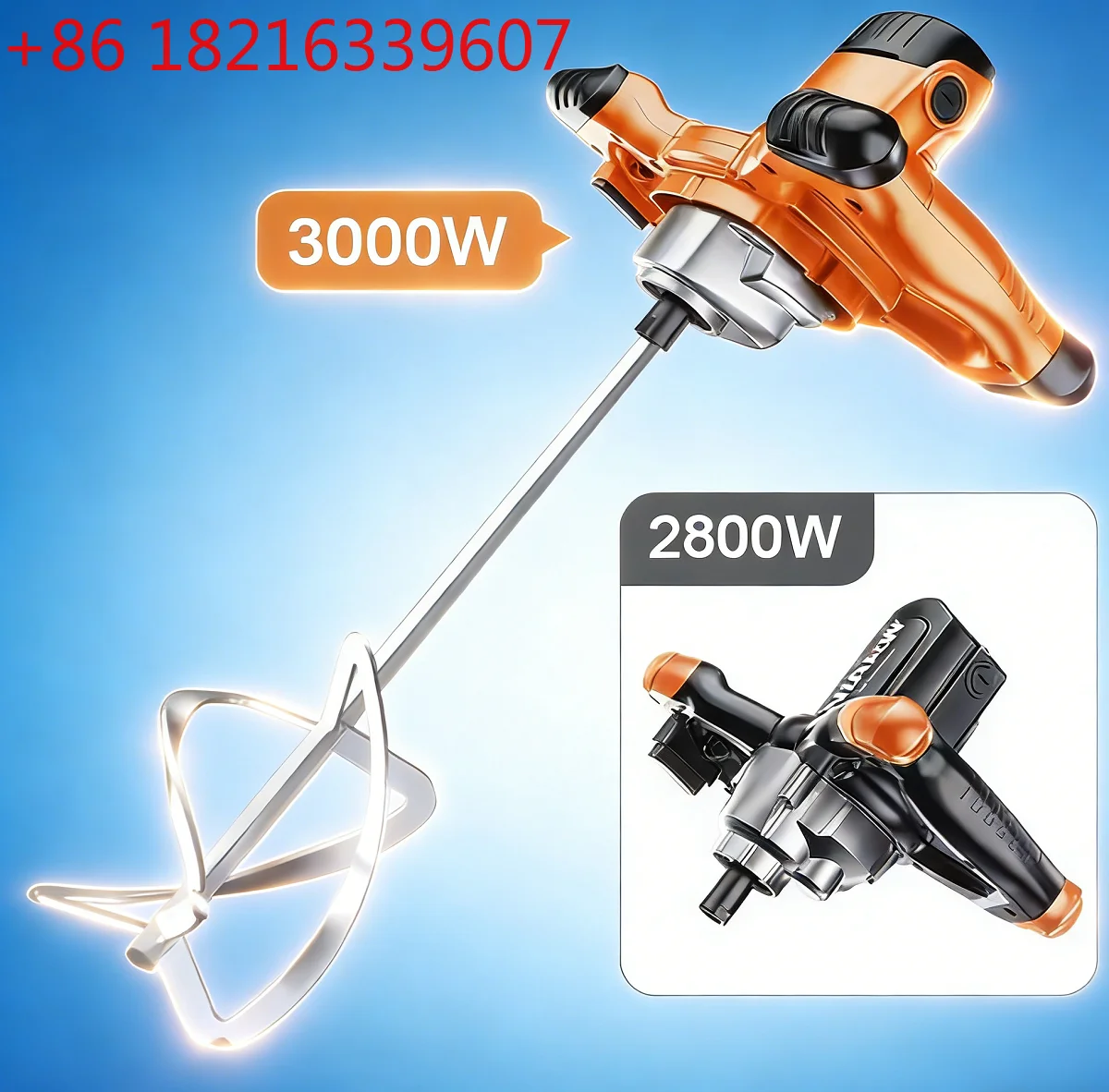 TAO 3000W/2800W Industrial Cement Mixer 220V 6 Speeds Adjustable Paint Cement Plaster Mortar Mixing Machine Coating Mixer