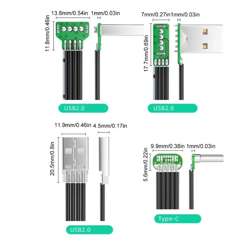 N3UC 5-200cm Data Transfer Cord Charging Extention Wire USB to USB Cable Flat Cord Charging Cable USB2.0 480Mbps Data Wire