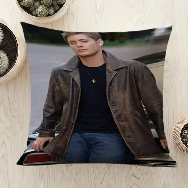 Custom 1pc Supernatural TV Show Decor Throw Pillow Case - Dean Winchester Vintage Look, Brown Jacket & Ring Necklace Design