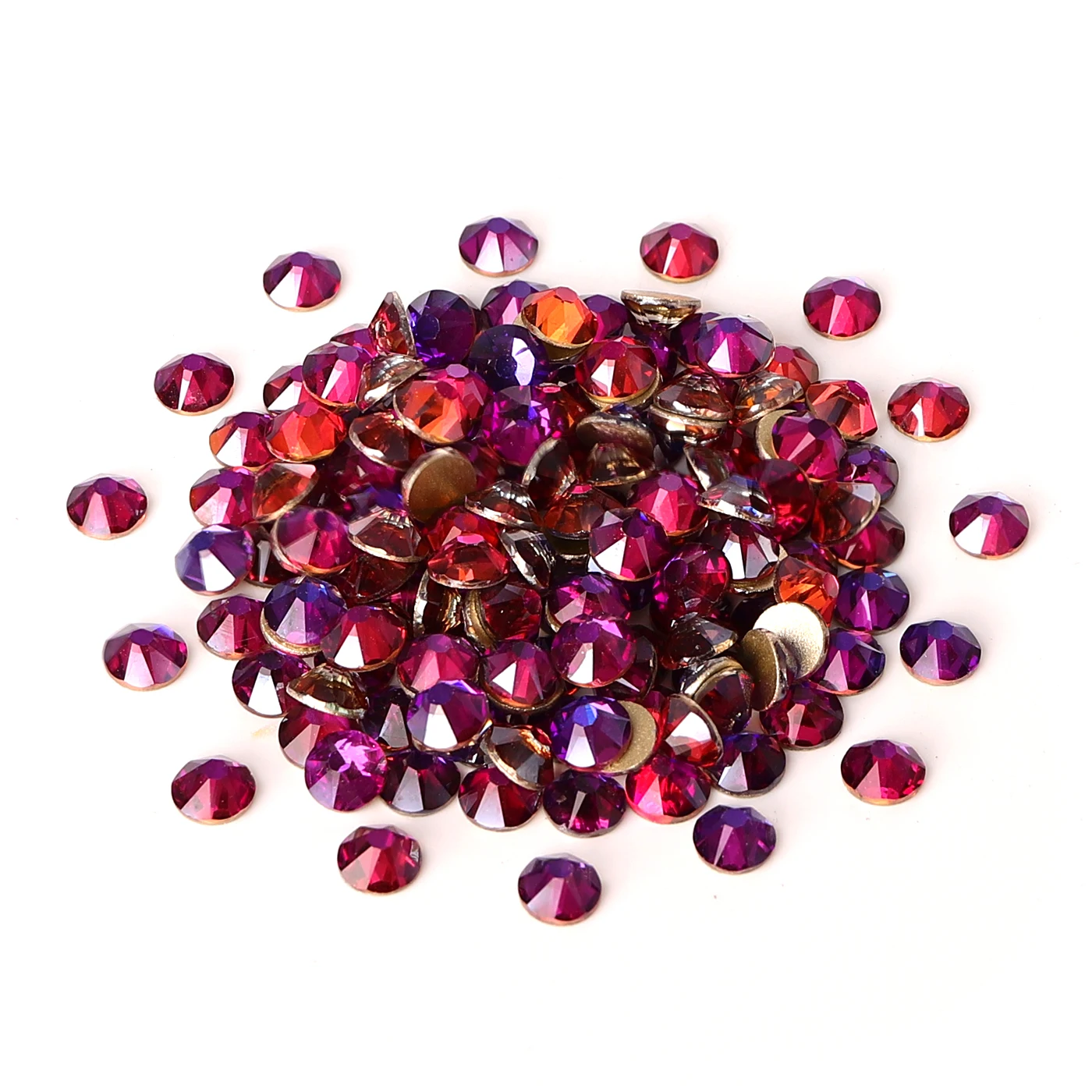 

SS16-SS30 Purple Velvet Golden Bottom Round Flatback Rhinestones Glitter Non Hotfix Crystal For Nail Garment DIY Decoration