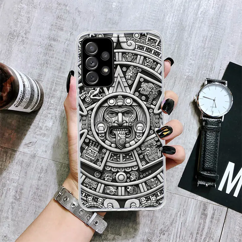 Mayan Stone Totem Pole Soft Phone Case for Samsung Galaxy A51 A50S A41 A31 A21S A11 A71 A70 A40 A30S A20E A10 A6 A7 A8 + A9 Cove