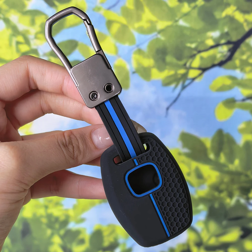 4‑Button Honeycomb Anti‑Slip Silicone Car Key Cover with Keychain for Honda Civic Accord CRV Pilot Precise Remote Fob Protector