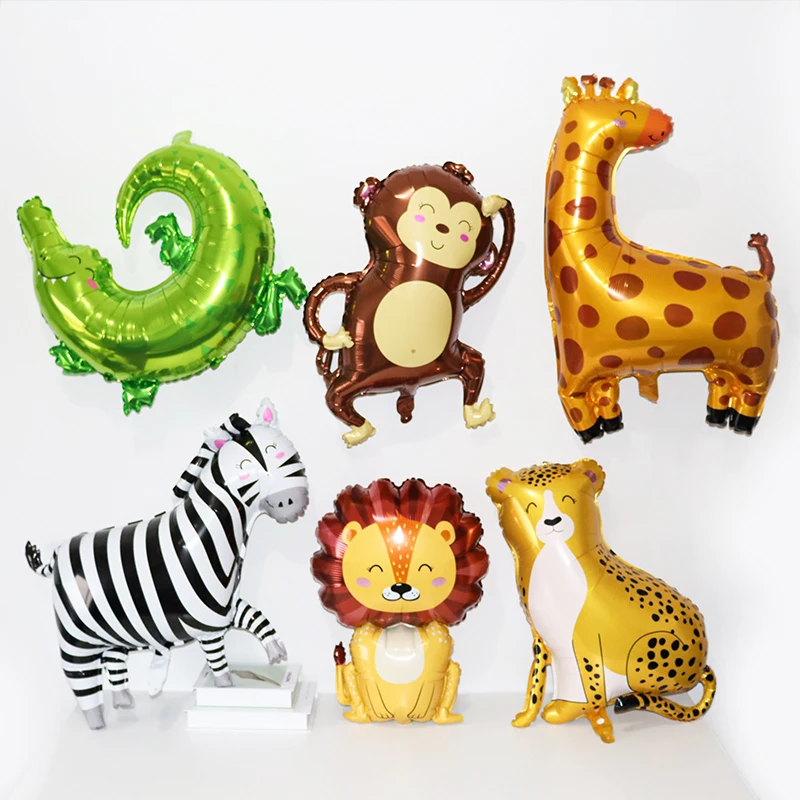 Jungle Animal Foil Balloons Lion Monkey Zebra Elephant Giraffe Crocodile Balloon Safari Birthday Party Decorations Baby Shower