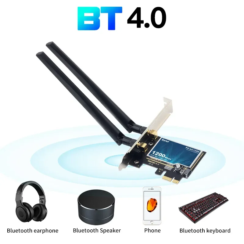 AliExpress-Kollektion 1200mbps dual band wireless wifi karte adapter desktop 802,11 ac für bluetooth 4,0 pcie wifi adapter 2,4 ghz/5ghz für win 7 8 10