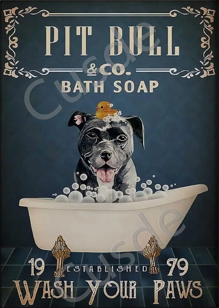 Cusde Wash Your Paws Bathroom Wall Decor Pit Bull Co Bath Soap Metal Tin Sign Poster Plaques Retro Vintage Funny Gift for H sign