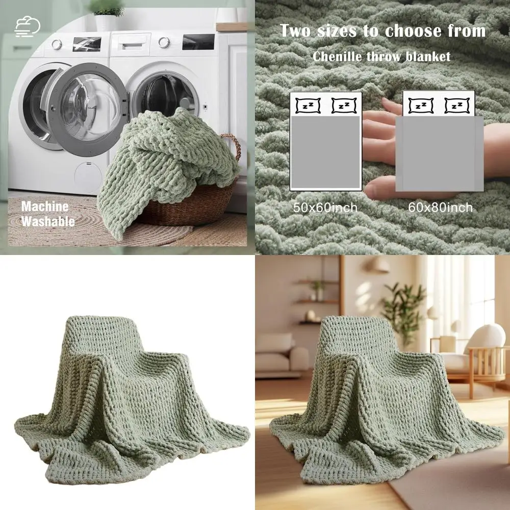 

Вязаный плед ручной работы из синели, 6,8 фунтов, 60x80 см, для уютного домашнего декора и подарков