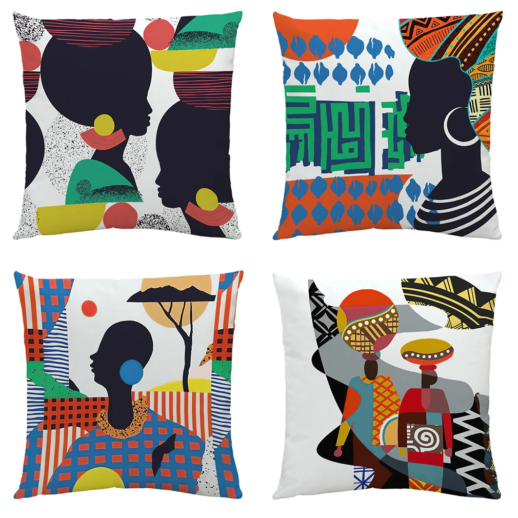 

African Style Sofa Decorative Cushion Cover Geometry Pattern Pillowcase Polyester 45x45cm Throw Pillow Home Decor Pillowcover