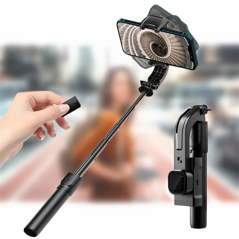 360° Rotation Handheld Gimbal Stabilizer for Smartphone Anti Shake 1-Axis Selfie Stick with Extended Tripod and Remote Control