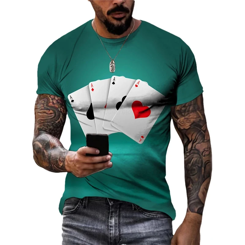 Summer Poker Card 3D Print T-Shirts Streetwear Men Fashion New Harajuku Casual Oversized O-Neck T Shirt Tees Tops Clothing