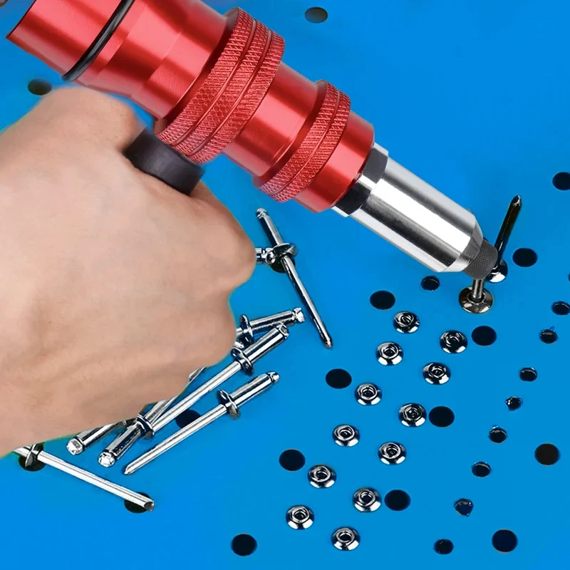 Upgraded Rivet Gun Electric Rivet Gun for 2.4mm-4.8mm Rivets Home Cordless Rivet Gun Drilling Tool with Removable Plastic Handle