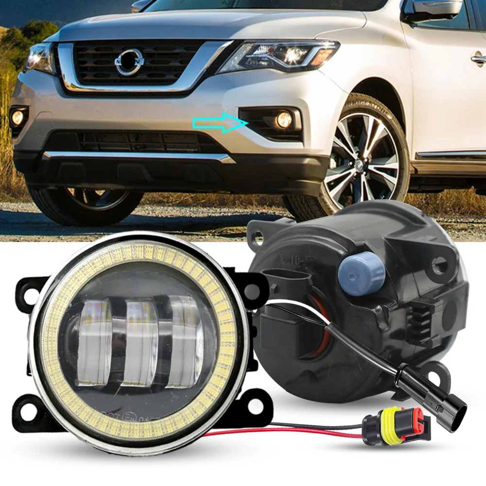 

Противотуманные фары OEM-стиля (галоген/LED) с линзой и ДХО «Ангельские глазки» для Nissan Pathfinder 3 (2005-2012) / Pathfinder 4 R52 Facelift (2017-2020)