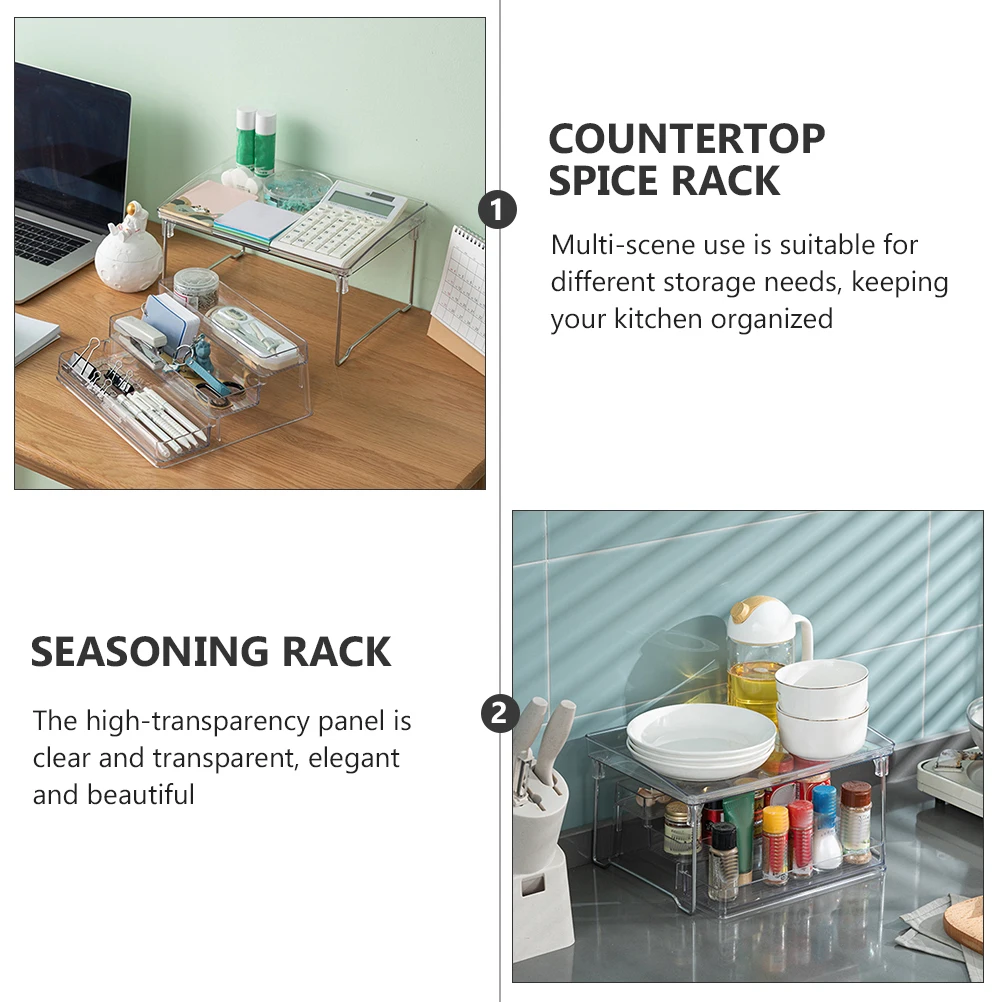 

Folding Spice Rack PET Material Kitchen ganizer High Transparency Multi Scene Stacking Storage Shelf Saving Space