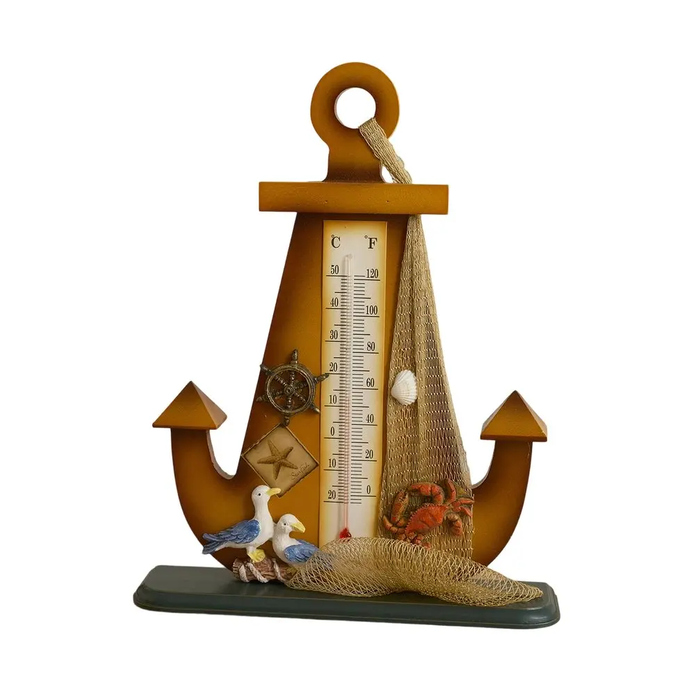 Indoor Wooden Thermometer in Shape Vintage for Maritime Themed Home Office Desk Decor Temperature Gauge Indoor