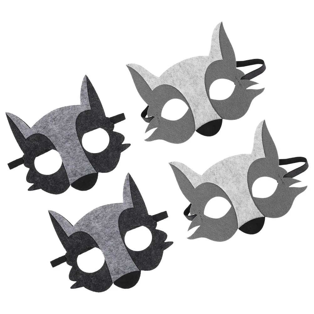 

4 Pcs Cosplay Half-faced Wolf Mask Felt Cloth Party Masquerade Masks for Carnival