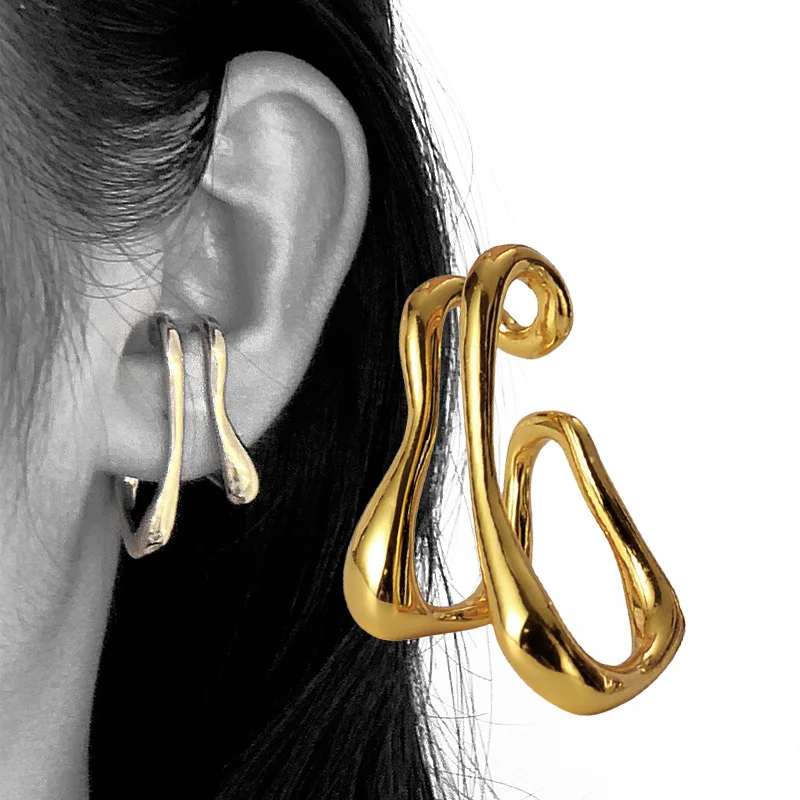 

WME5083 New Abstract Geometric Lines Retro Exaggerated Ear Bone Clip Without Pierced Ears Earrings for Women Party Jewelry