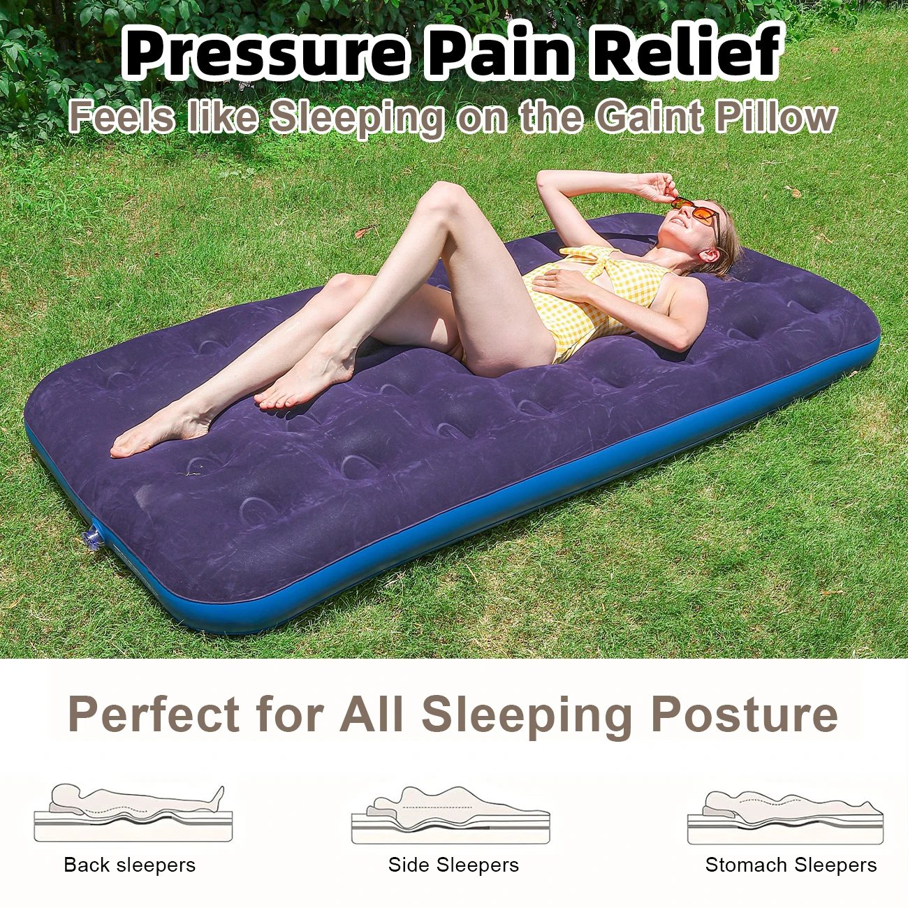 Portable Airbed - Size Inflatable Mattress for Camping Trips, Road Travel & Cozy Home Guest Sleepovers